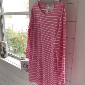 Pink and white striped dress sz. L